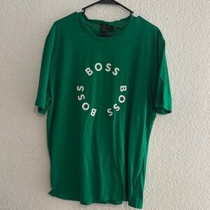 Boss Green Short Sleeve Tee with Circular BOSS Design